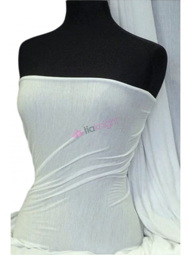 100% Viscose Silver Glitter Stretch Fabric- White Q881 WHT