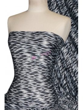 100% Viscose Stretch Fabric- Black/Grey Abstract Q1387 BKGRWHT