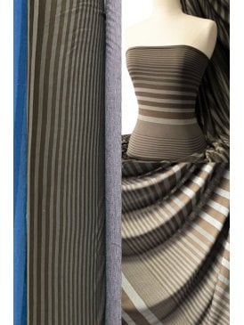 100% Viscose Stretch Fabric Material- Stripe Brown Q240 BR