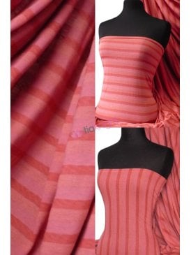100% Viscose Stretch Fabric Material- Stripe Coral Q240 CRL