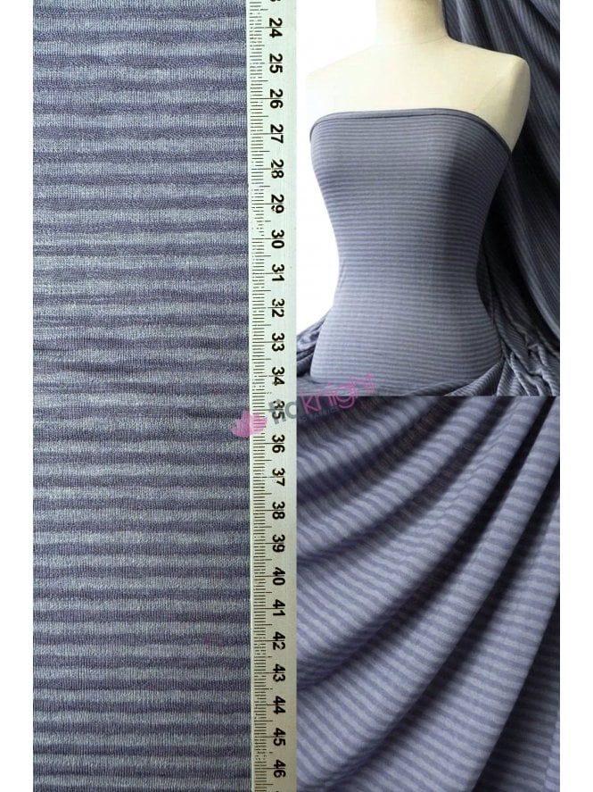 100% Viscose Stretch Fabric Material- Stripe Denim Blue Q240 DBL