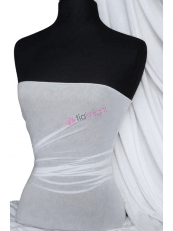 100% Viscose Stretch Fabric Material- White 100VSC WHT