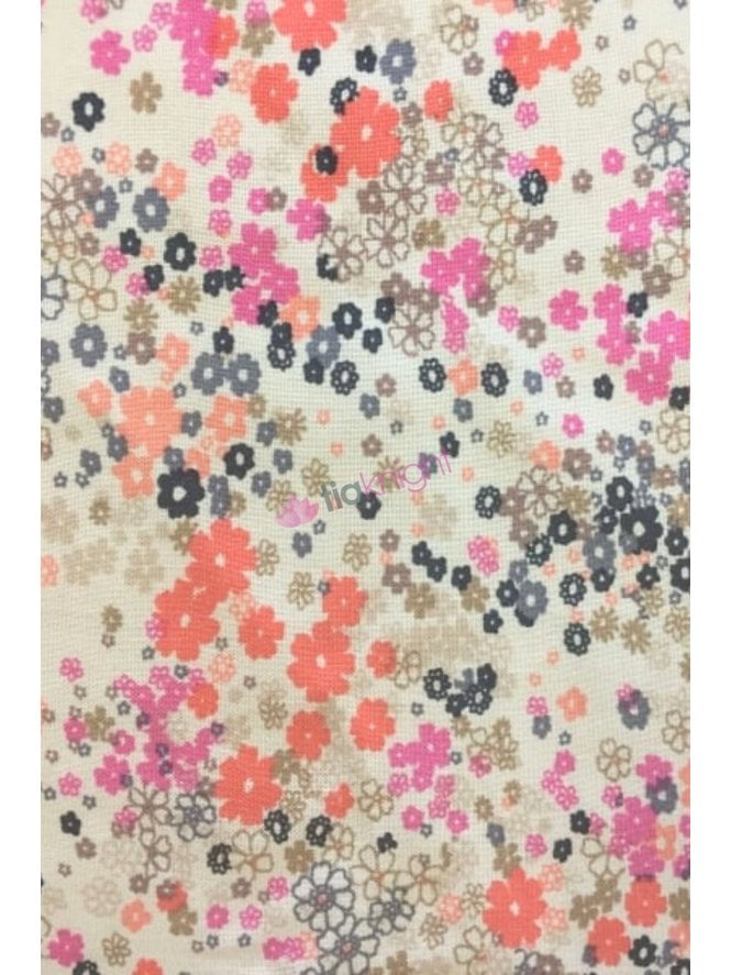100% Viscose Woven Non-Stretch Material- Florescent Summer Ivory/Multi VSC246 IVCRL