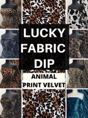 12 PIECES 1/2 METRE Lucky Dip Fabric Bundle- Plush Velour Animal Print Velvet Soft Fabric