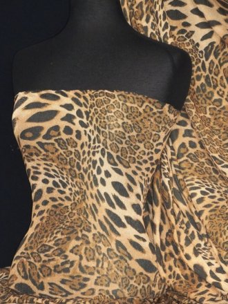 2.5 METRES Clearance Subtle Sheer Shimmer Fabric- Leopard Gold Q1230 GLD
