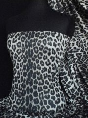 2.5 METRES Double Knit Heavy Stretch Jersey Fabric- Black/Brown Leopard Q1184 BKBR