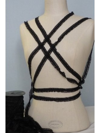 2 Metres 2 Sided Black Ruffle Organza Trim