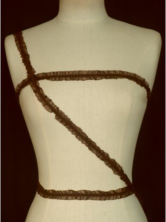 2 Metres 2 Sided Rich Chocolate Ruffle Organza Trim