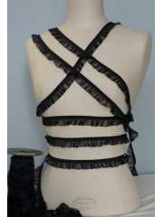 2 Metres Black Ruffle Organza Trim