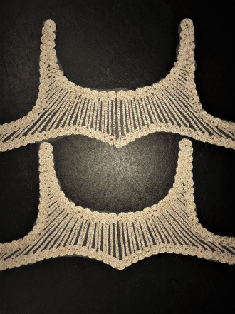 2 Pieces Lurex Neck Pieces Net Embellishments Job Lot Bolt Pack- Cream/Gold JBL146 CRMGD