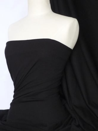 2 x 2 Polyester Lycra Rib Knit 4 Way Stretch Fabric- Black SQ92 BK