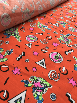 20 METRES 100% Cotton Woven Material Wholesale Roll- Ninja Turtles Orange JBL69 OR