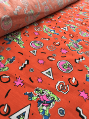 20 METRES 100% Cotton Woven Material Wholesale Roll- Ninja Turtles Orange JBL69 OR