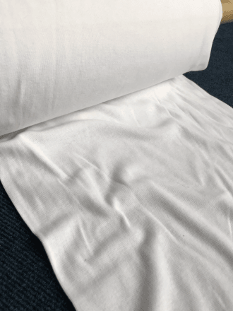 20 METRES Clearance Cotton 1x1 Rib Tubular Width Fabric Job Lot Bolt- White JBL92 WHT