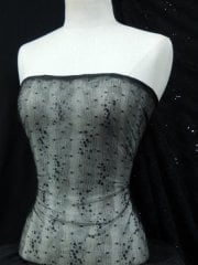 20 METRES Crinkle Net Sequin Stretch Polyester Material Wholesale Roll- Black JBL283 BK