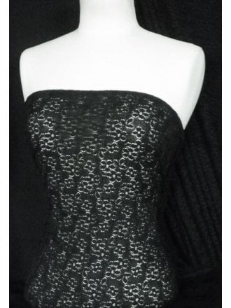 20 METRES Lace Small Flower Design Stretch Material Job Lot Bolt- Black JBL3 BK