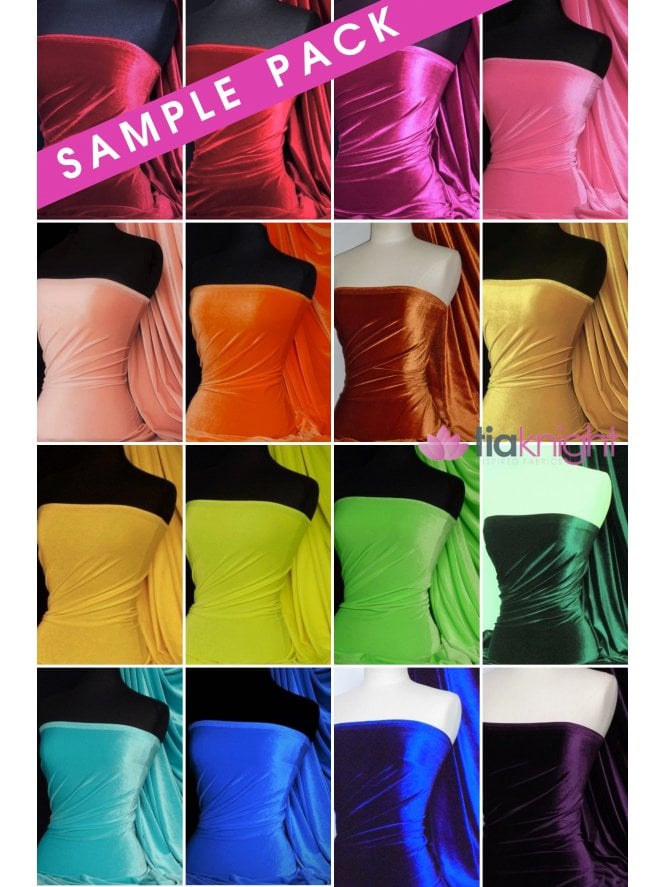 21 SAMPLE PACK- Velvet /Velour Stretch Spandex Fabric Q559
