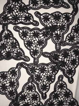 24 Pieces Triangular Cotton Crochet Beaded Embellishments Job Lot Bolt Pack- Black JBL144 BK