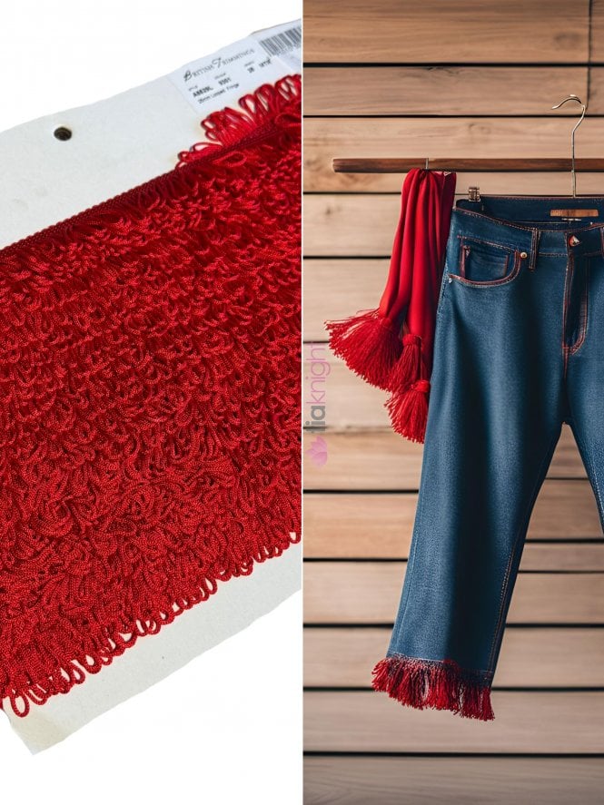 25 METRE PACK Short Tassel Fringe 25mm Non-Stretch Decor Trimming- Red TS52 RD