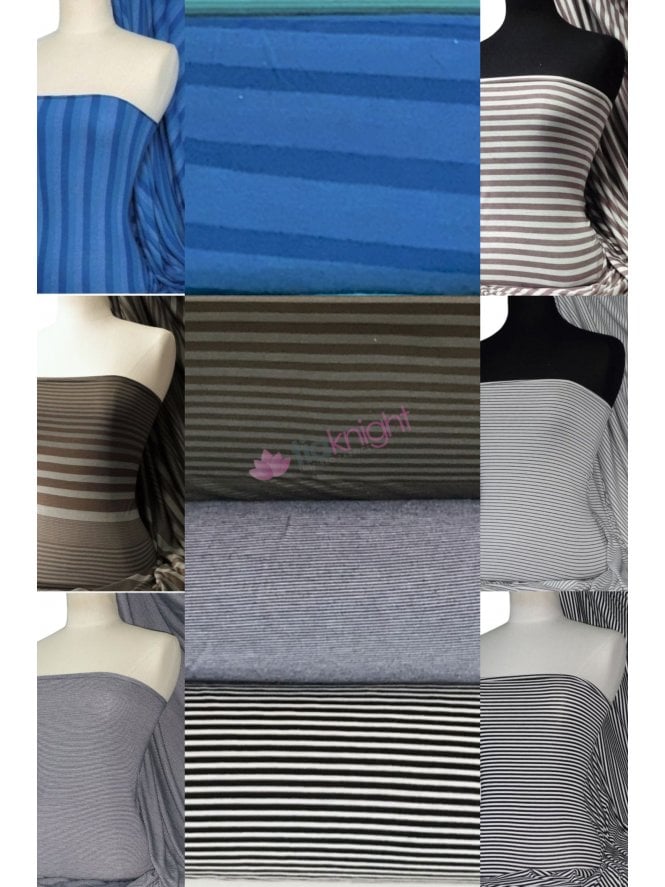 25 METRES 100% Viscose Stretch Fabric Material Wholesale Roll- Stripes JBL485