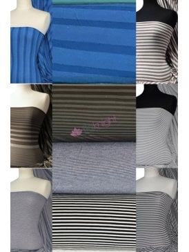 25 METRES 100% Viscose Stretch Fabric Material Wholesale Roll- Stripes JBL485
