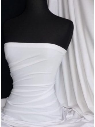 25 METRES Luxe Cotton Lycra Jersey 4 Way Stretch Soft Fabric Wholesale Roll- White JBL343 WHT