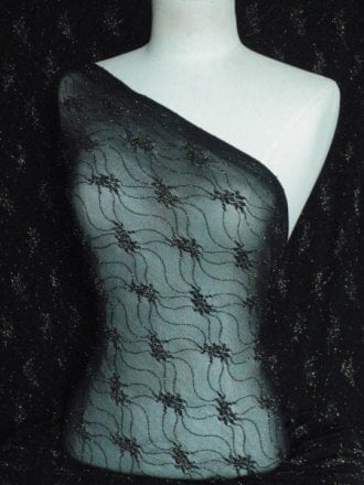25 Metres Nylon Helenka Mesh Midnight Fairy Fabric Wholesale Roll- Black/Gold JBL453