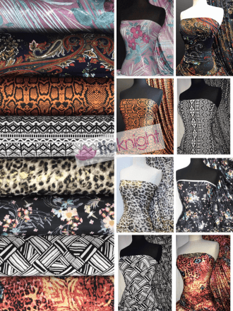 25 METRES Printed Silk Touch 4 Way Stretch Fabric Wholesale Roll- JBL367