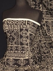 3.3 METRES Knitwear Stretch Fabric- Black/Stone Abstract Aztec Q1311 BKSTN