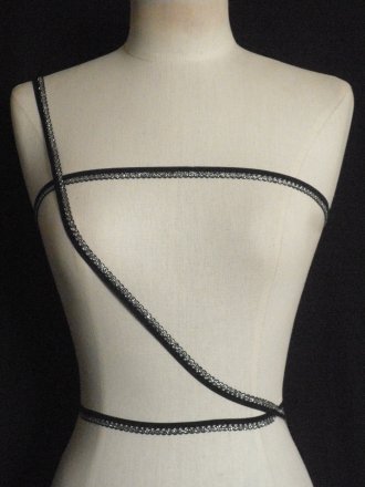 3 Metres Black/ Silver Scalloped Elastic Trimming