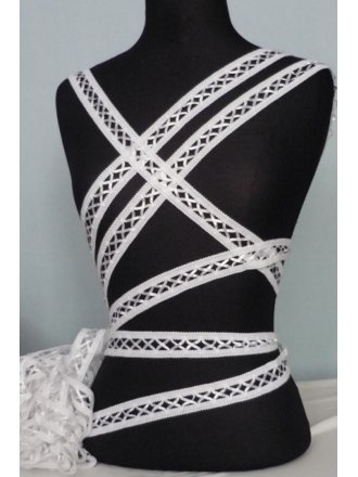 3 Metres Criss-Cross Ribbon Trim- White SY48 WHT