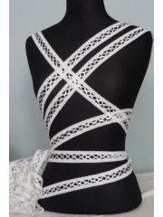3 Metres Criss-Cross Ribbon Trim- White SY48 WHT