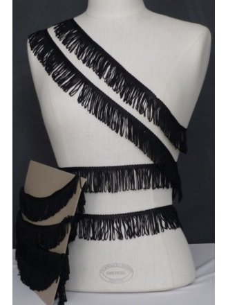 3 METRES Fringe Tassel Non-Stretch Trimming- Black TS22 BK