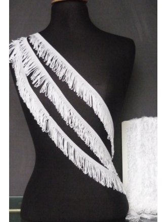 3 METRES Fringe Tassel Non-Stretch Trimming- White TS26 WHT