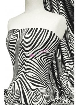 3 METRES Viscose Cotton Stretch Fabric- Black/White Zebra Q1104 BKWHT
