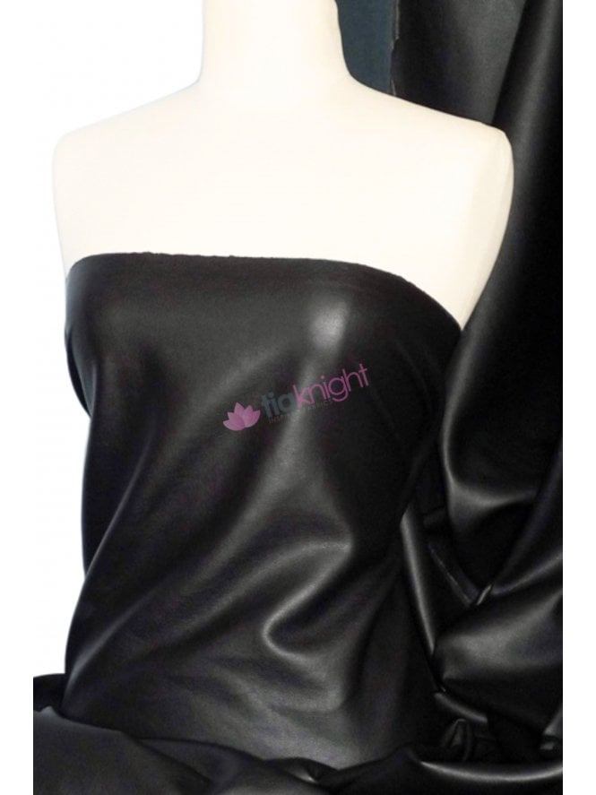 4.5 METRES PU Stretch Leatherette Fabric- Black SQ199 BK