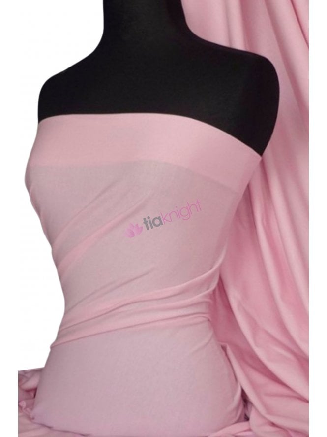 4 Metres Clearance Cotton Lycra Jersey 4 Way Stretch Fabric- Baby Pink Q35 BPN