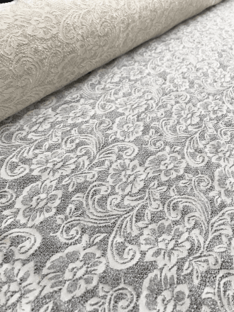 5 METRES Lace Floral Design 4 Way Stretch Material Job Lot Bolt- Cream JBL71 CRM