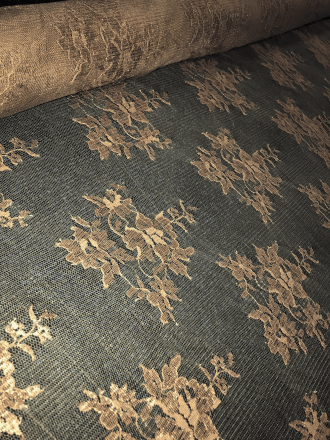 6 1/2 METRES Lace Floral Design Non-Stretch Fabric Job Lot Bolt- Mocha JBL141 MCH