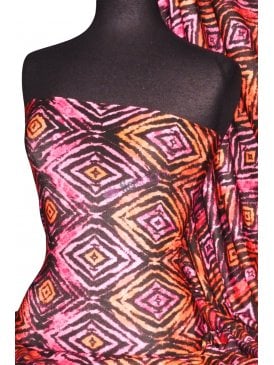 7 METRES Clearance Viscose Cotton Stretch Fabric- Lisa Sunset Diamond