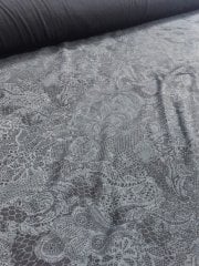 7 METRES Clearance Viscose Cotton Stretch Material Job Lot Bolt- Black Floral Paisley JBL48 BKGR