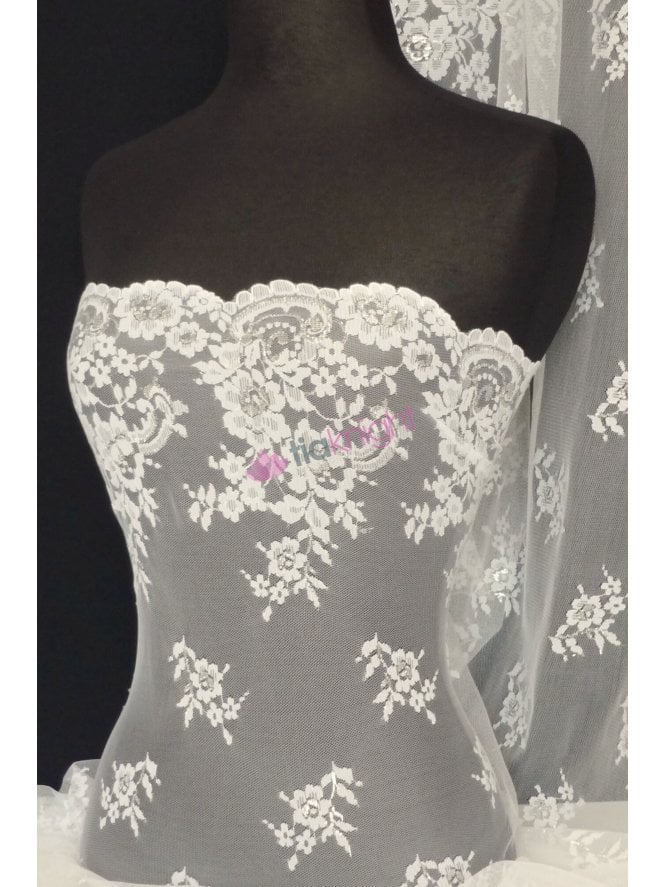 9.5 METRES Non-Stretch Flounce Scalloped Rigid Net Lace- Ivory (Q298) IV