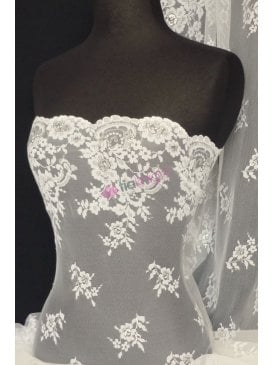 9.5 METRES Non-Stretch Flounce Scalloped Rigid Net Lace- Ivory (Q298) IV