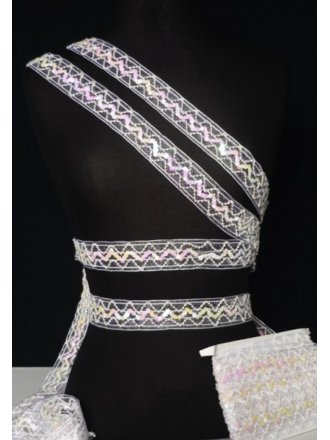 Angel White Sequin Organza Trimming