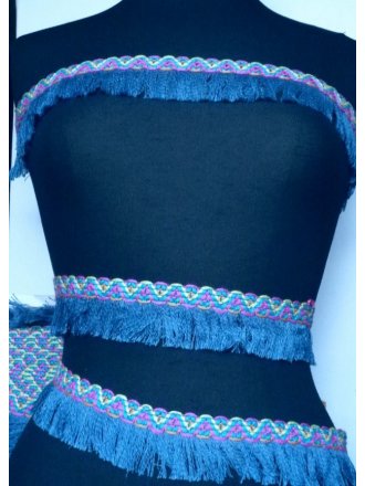 Aztec Denim Blue/Multi Fringe Trimming
