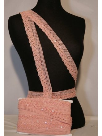 Baby Pink Sequin Cotton Crochet Trim