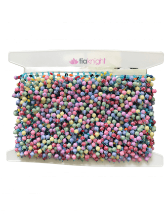 Beaded Candy Fringe Tassel Ribbon Trimming- Rainbow TS17 RNB