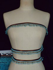Beaded Fringe Trimming- Aqua Blue/Brown TS15 BLBR