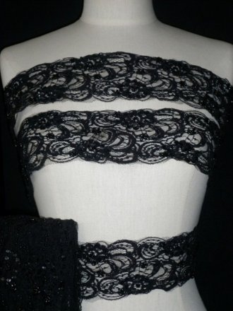 Beaded Net Trim- Elaborate Black SY102 BK