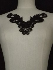 Beaded Sequin Neck Piece- Jet Black EM139 BK